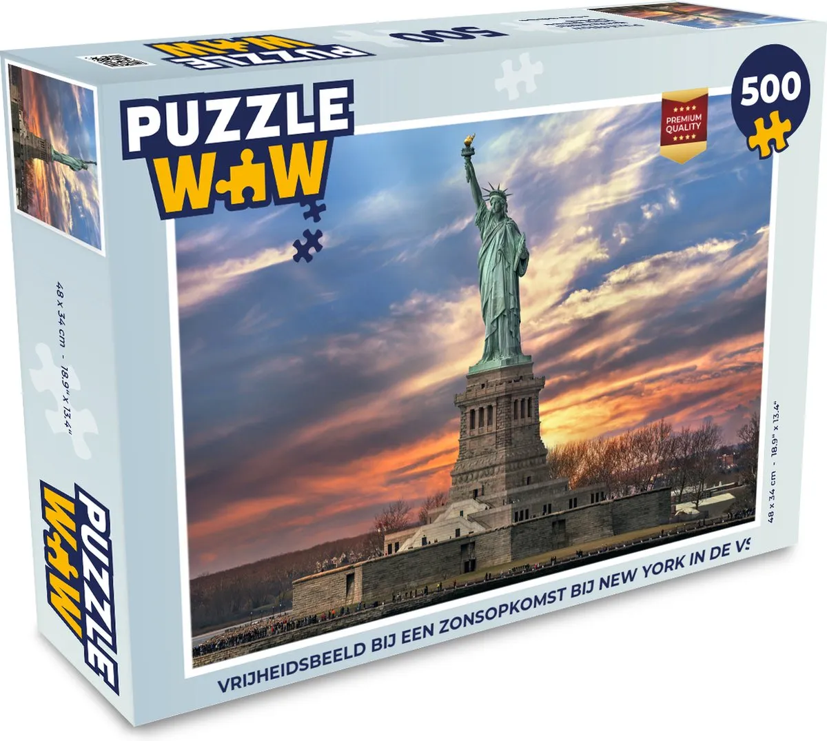 PuzzleWow Legpuzzel Vrijheidsbeeld Zonsopgang New York 500 Stuks