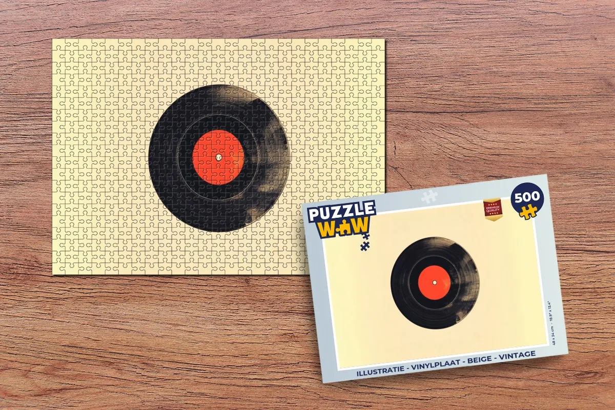 PuzzleWow Vinylplaat Puzzel 500 Stuks - Beige