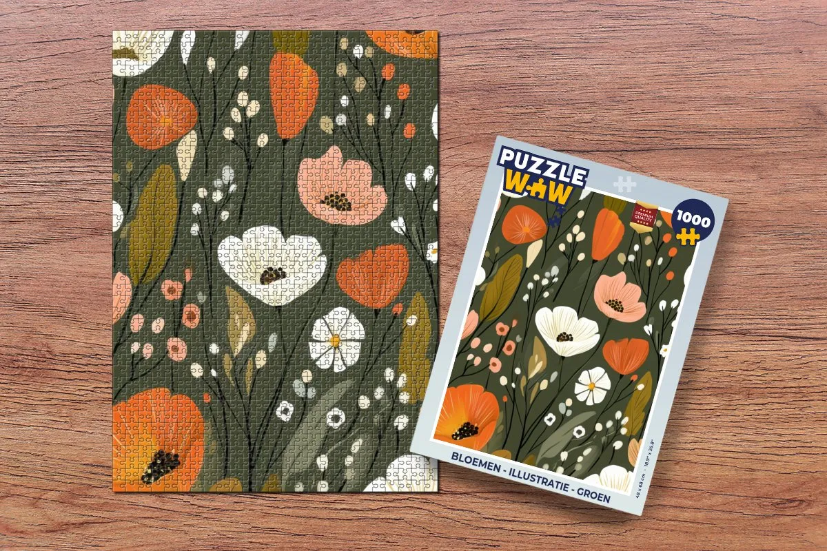 PuzzleWow Bloemen Legpuzzel 1000 Stuks - Groen