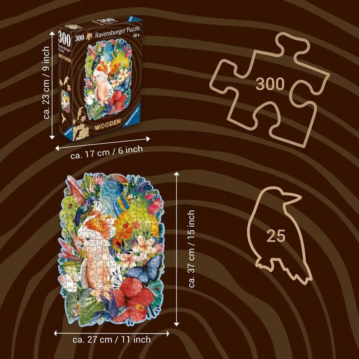 Ravensburger Beautiful Birds Houten Puzzel 300 Stuks - Multicolor