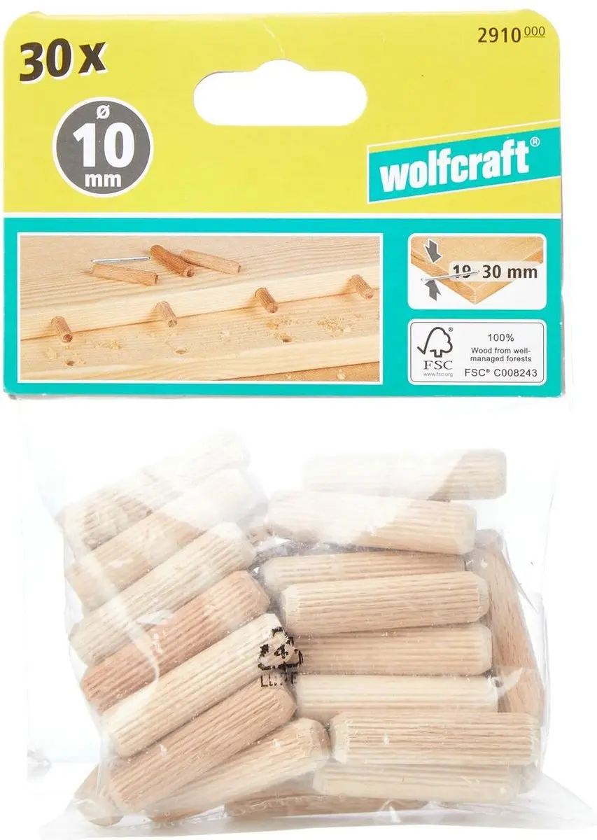 Wolfcraft Deuvel 10mm 30 Stuks - 40mm lang