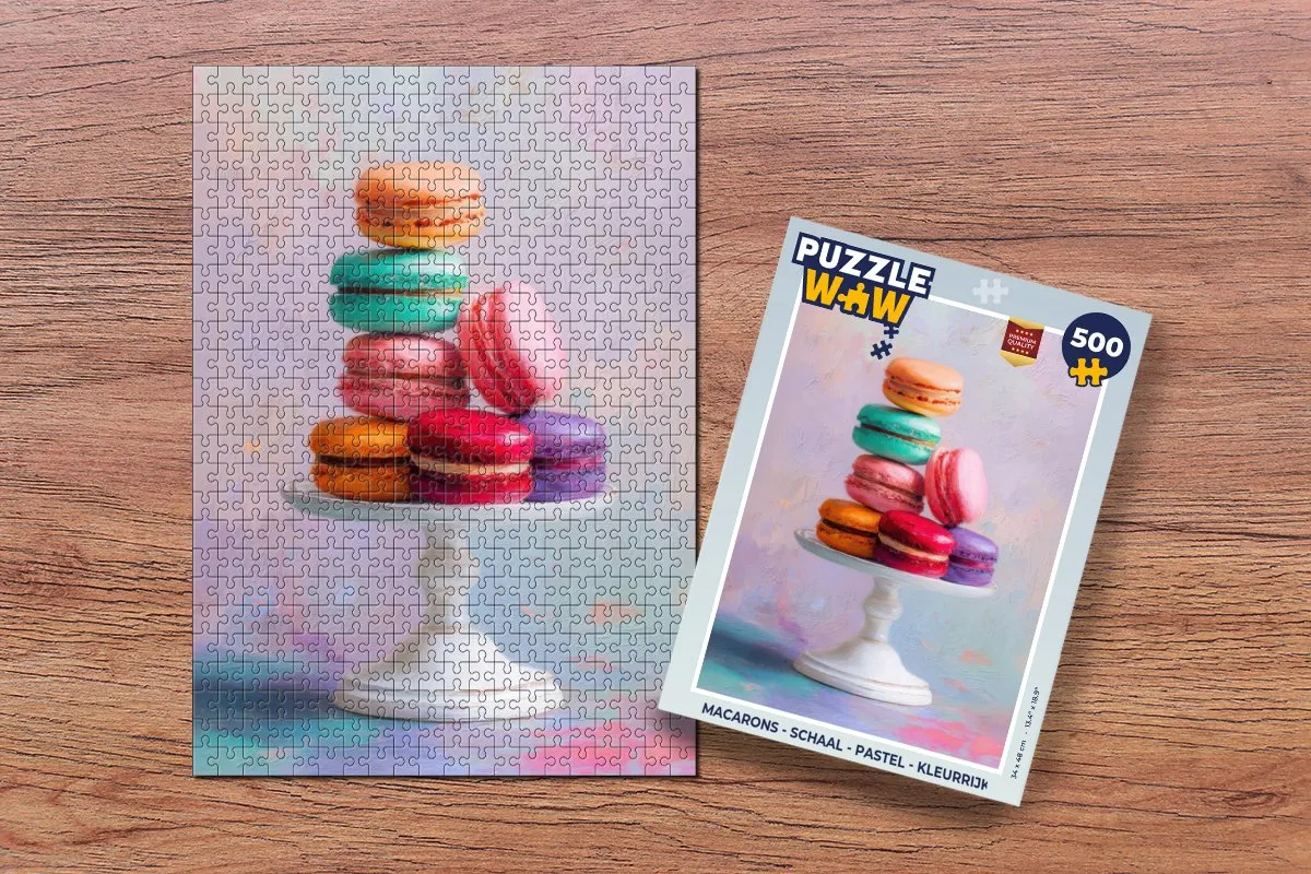 PuzzleWow Macarons Schaal Legpuzzel 500 Stuks - Pastel/Kleurrijk