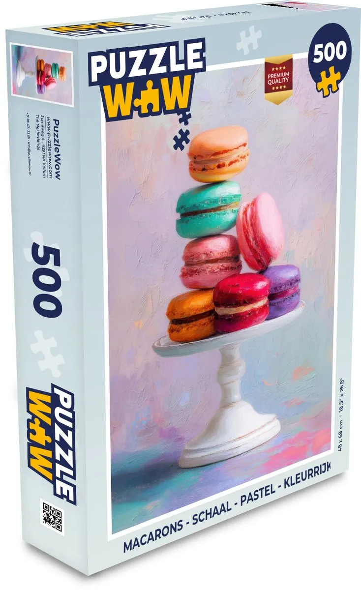 PuzzleWow Macarons Schaal Legpuzzel 500 Stuks
