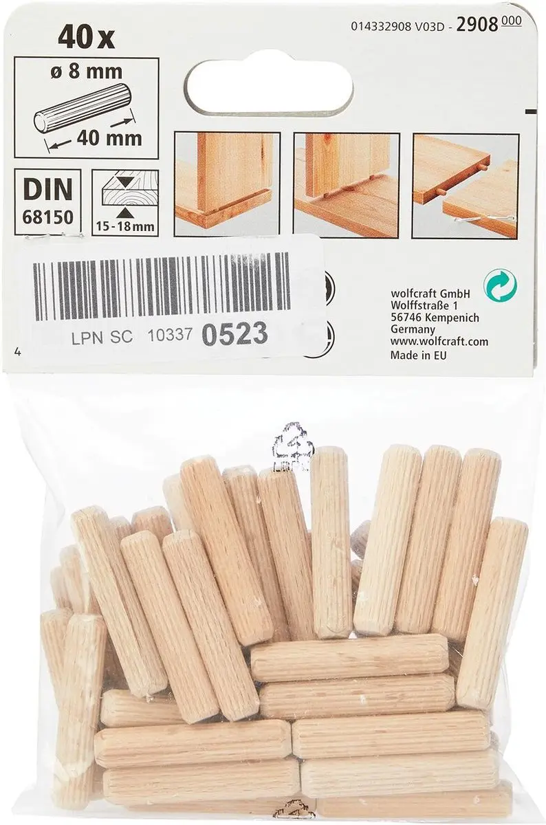 Wolfcraft Deuvel 8mm 40 Stuks - 8x40mm
