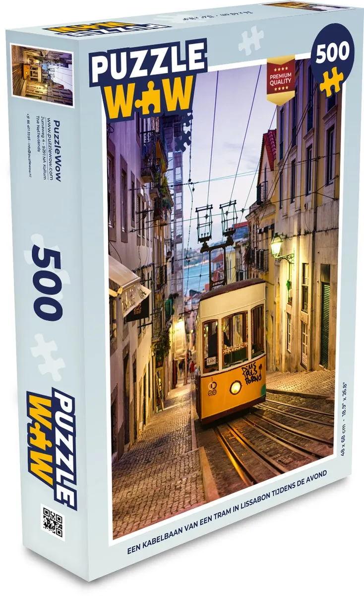 PuzzleWow Legpuzzel Lissabon Avond 500 Stuks - Multicolor