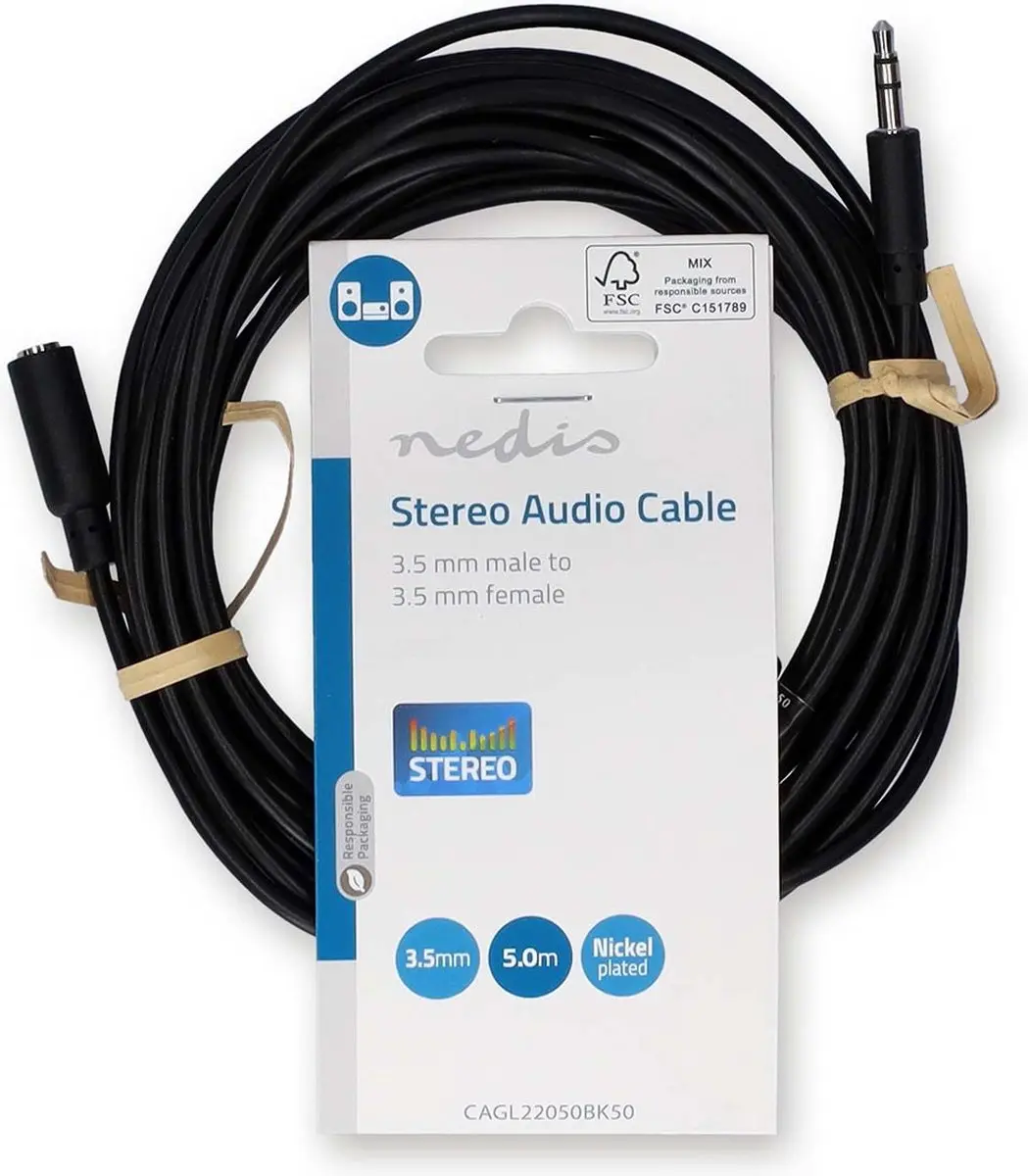 Nedis Stereo-Audiokabel 3,5mm M/F - 5m - Zwart