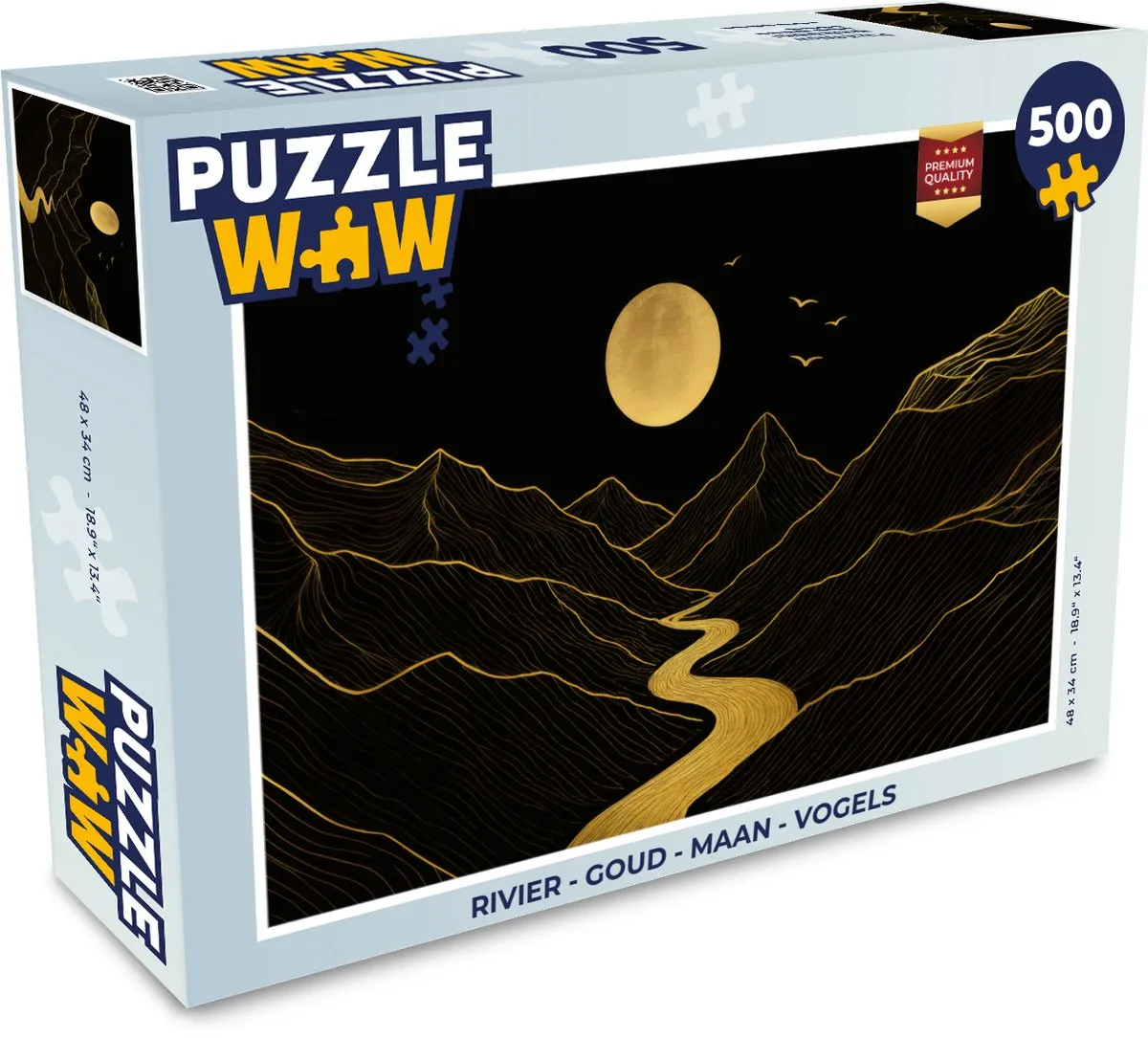 PuzzleWow Rivier Maan Vogels Legpuzzel 500 Stuks