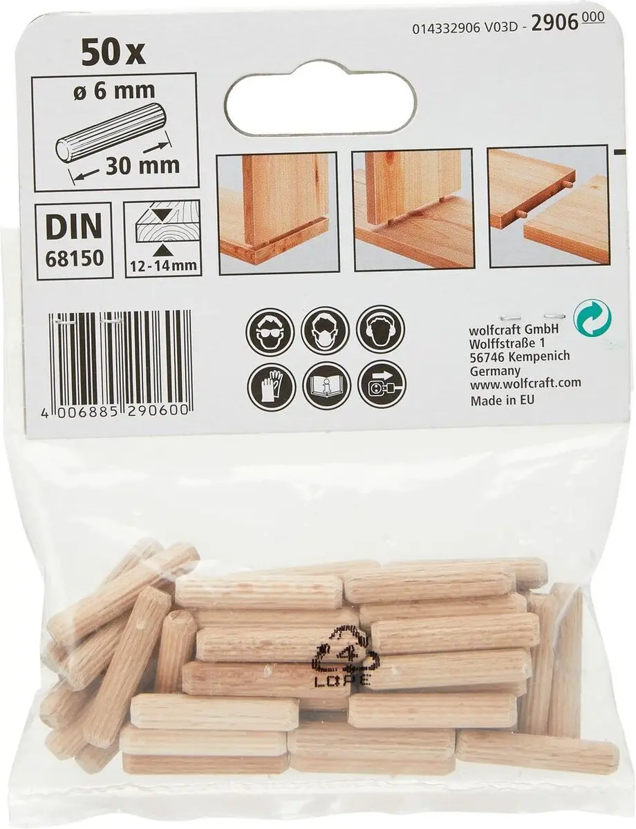 Wolfcraft Deuvel 6mm 50 Stuks - 6x30mm