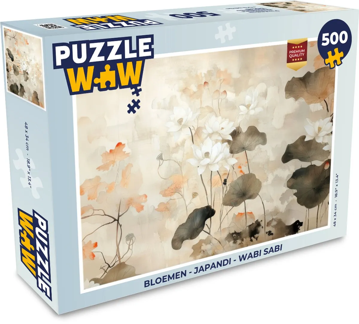 PuzzleWow Japandi Bloemen Legpuzzel 500 Stuks