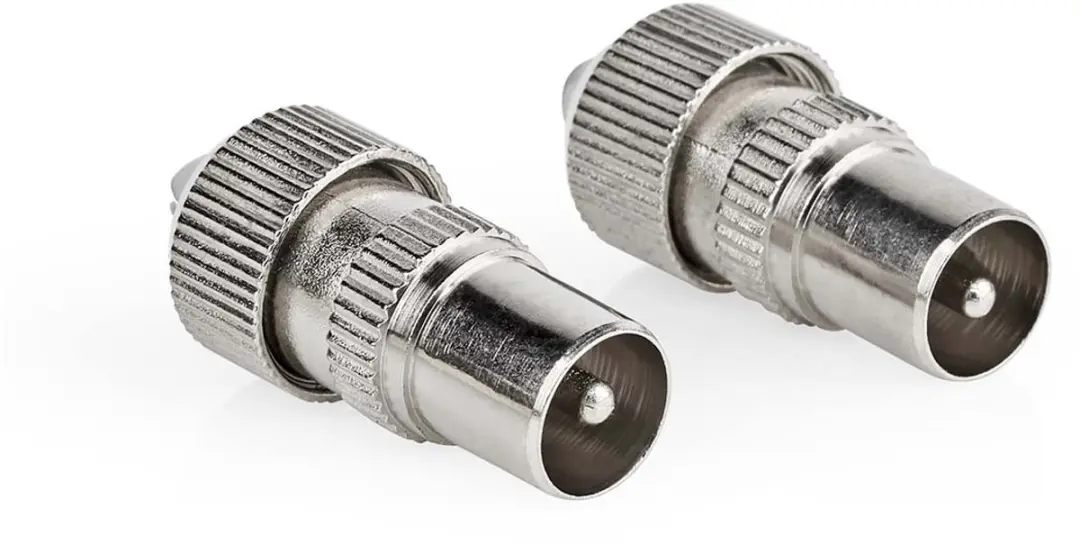 Nedis IEC Coax Connector Recht Male Vernikkeld 75 Ohm - 2 Stuks
