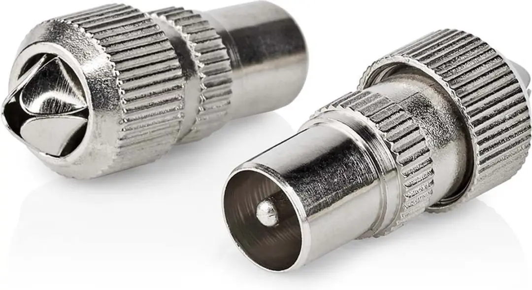 Nedis IEC Coax Connector Recht Male Vernikkeld 75 Ohm - 2 Stuks