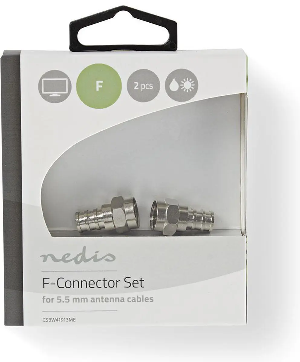 Nedis F-Connector Mannelijk 5.5mm Krimp 2 Stuks - afbeelding 3 van 5
