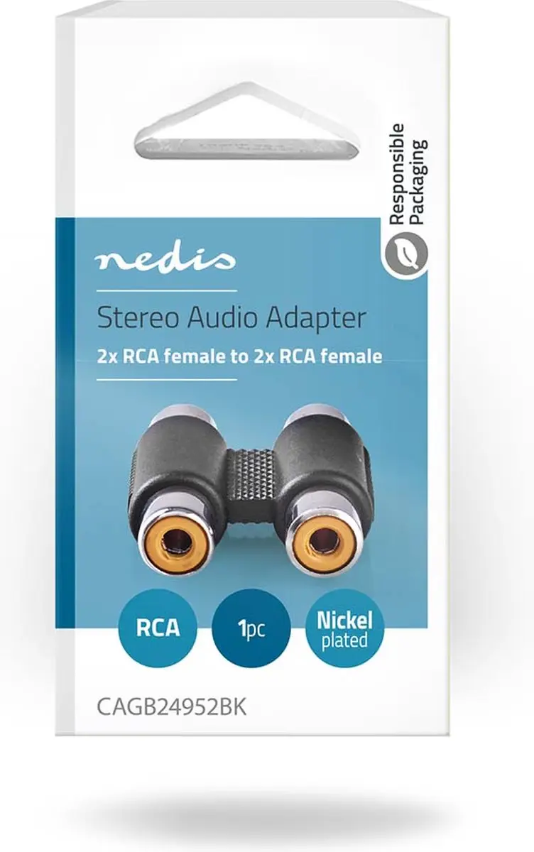 Nedis CAGB24952BK Stereo-Audioadapter - 2x RCA - Zwart