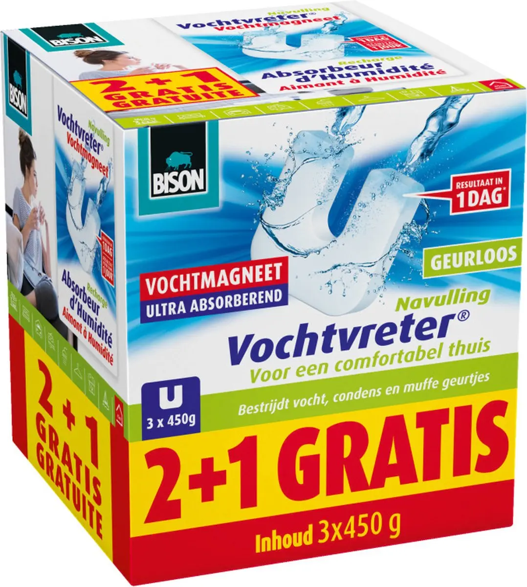 Bison Vochtvreter Magneet 450g - 3 Stuks (2+1) - afbeelding 5 van 6