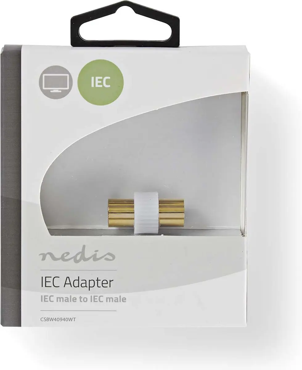 Nedis IEC Coax Adapter 75 Ohm - Recht - Verguld - Wit - afbeelding 6 van 6