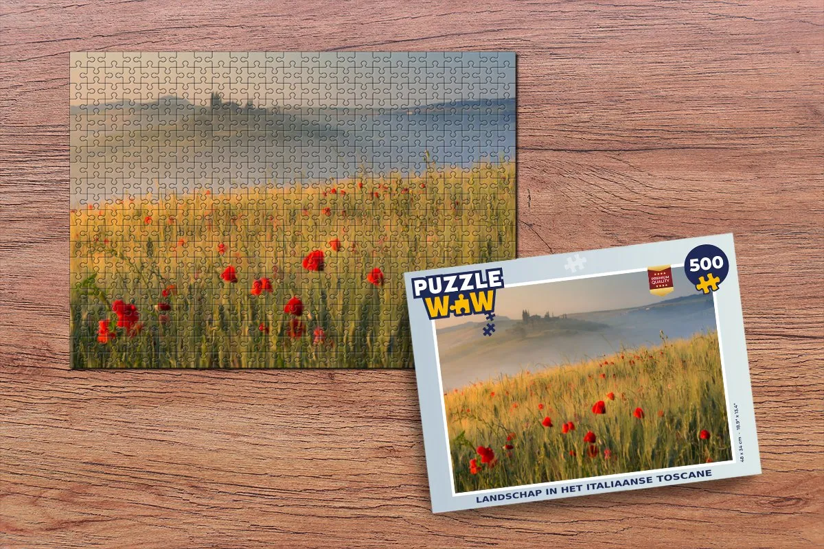 PuzzleWow Toscane Rozen Heuvels Legpuzzel 500 Stuks - Multicolor