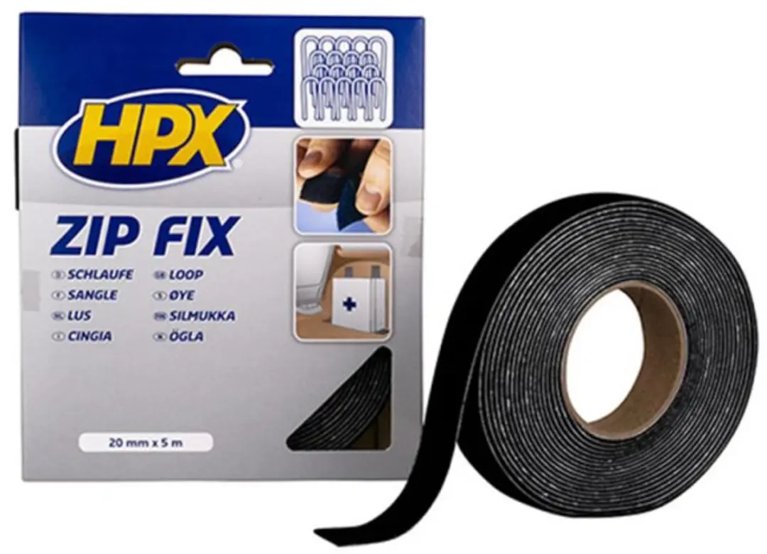HPX Klittenband (lus) 20mm - 5m - Zwart