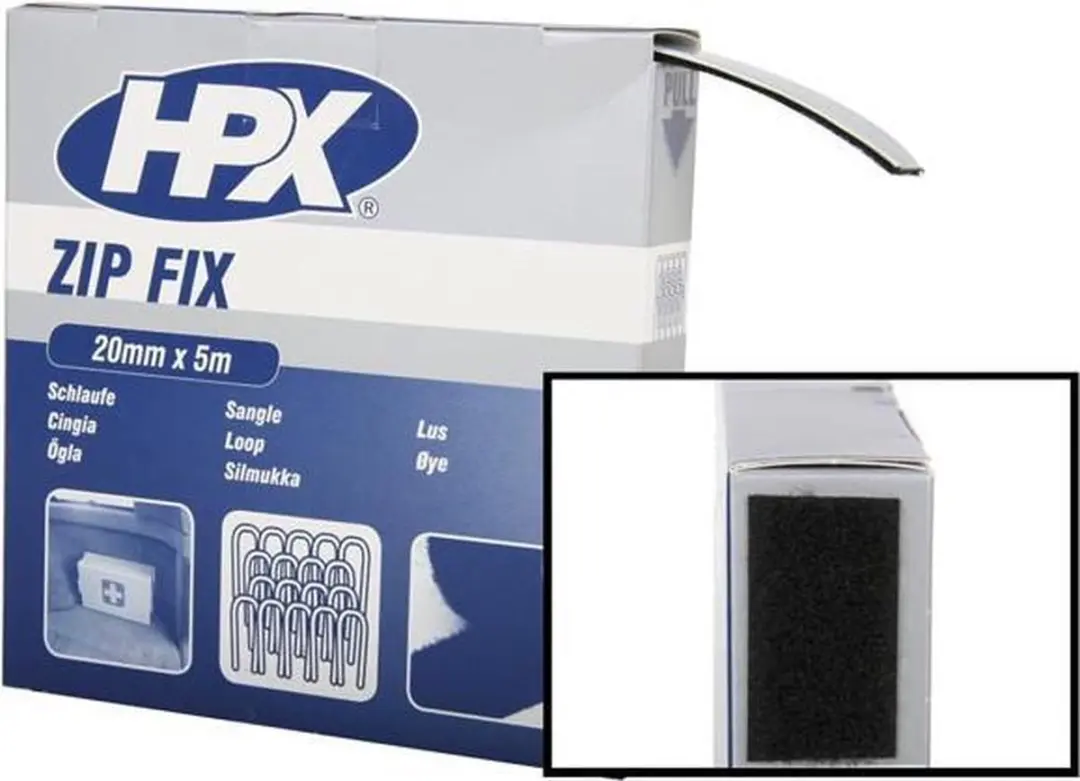 HPX Klittenband (lus) 20mm - 5m - Zwart