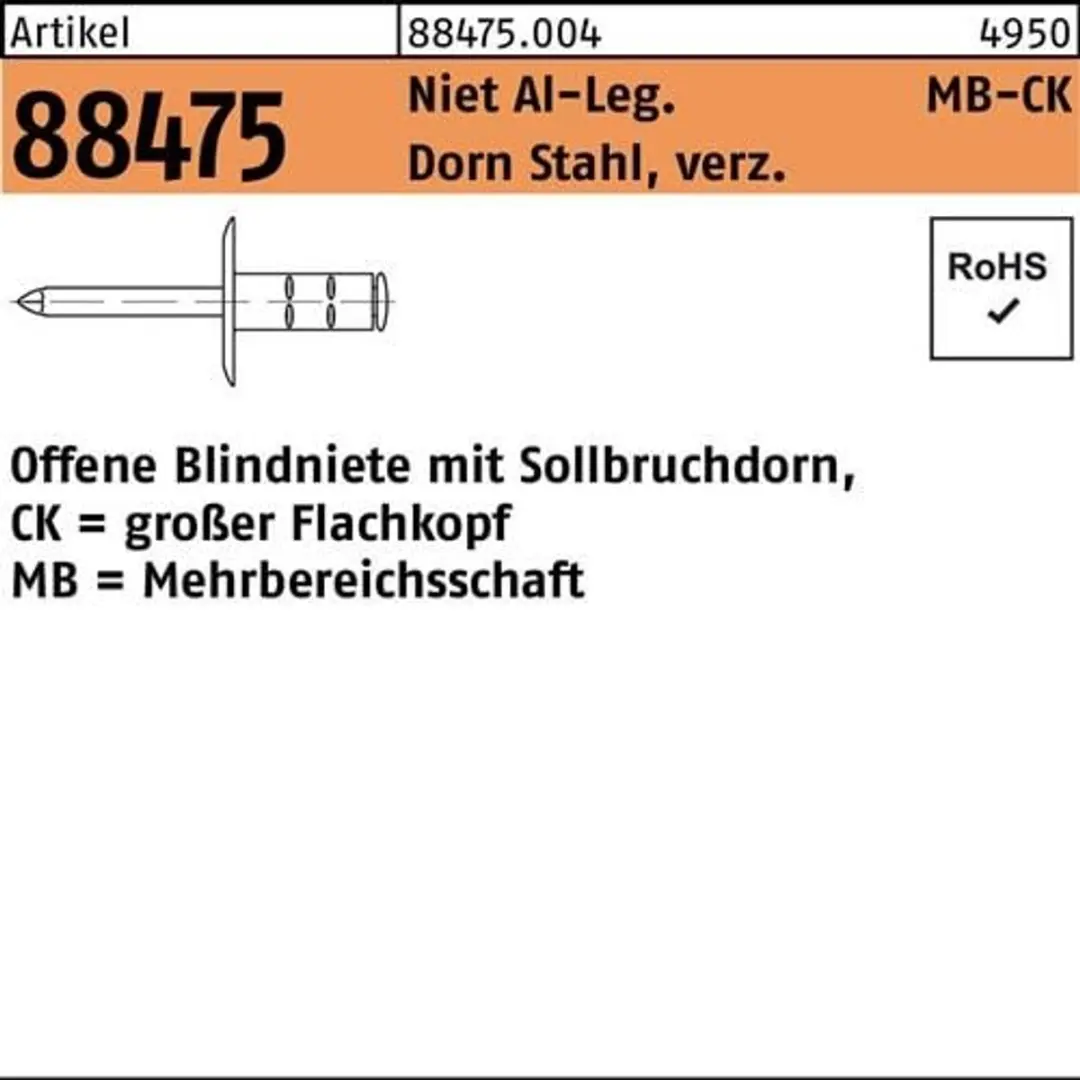 Gesipa Blinde Fels 4x13mm - Alustaal