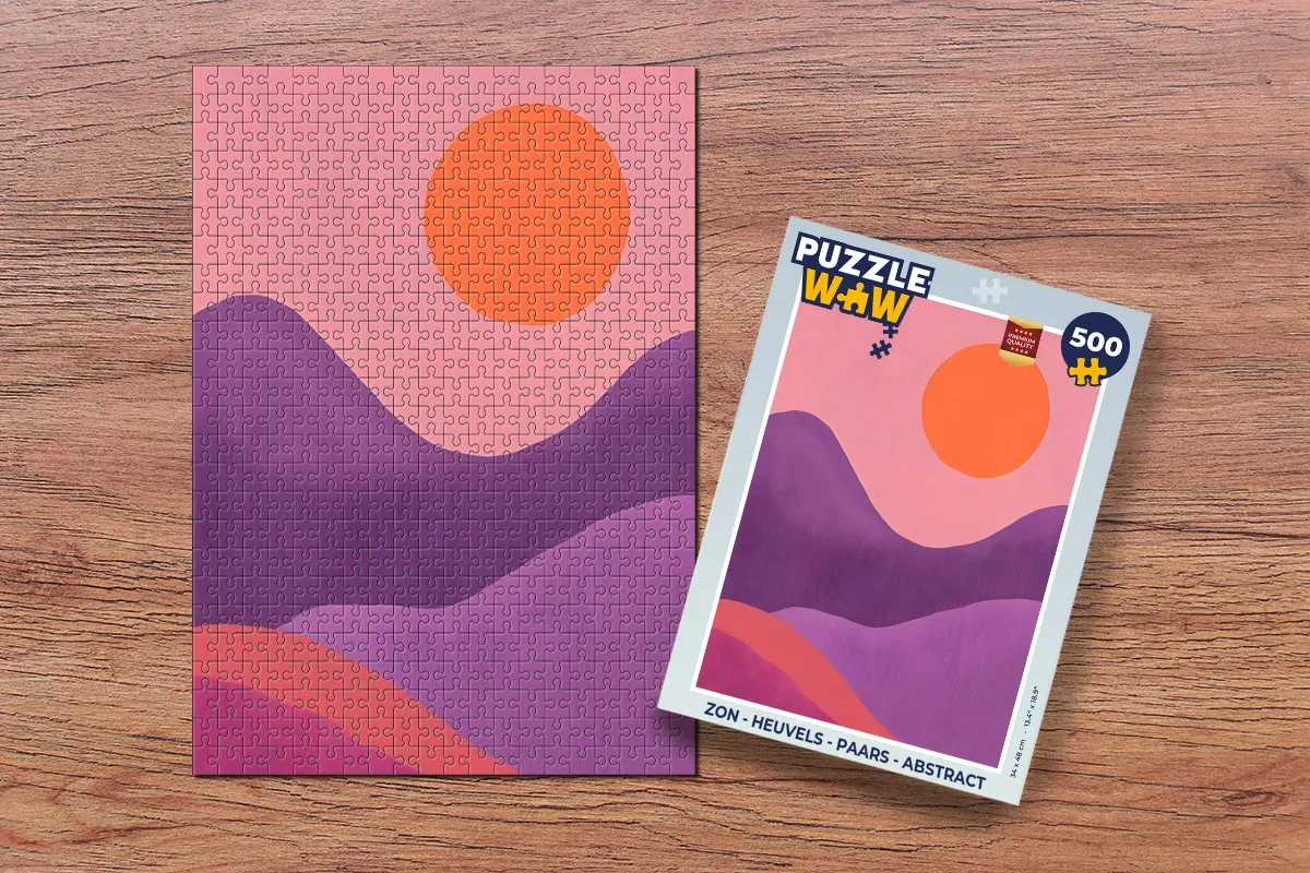 PuzzleWow Abstract Legpuzzel 500 Stuks - Paars - Zon/Heuvels