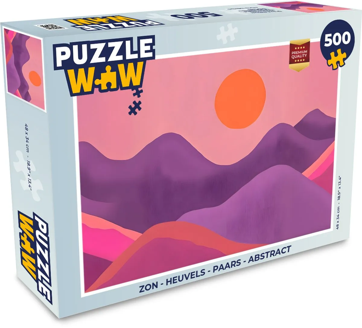 PuzzleWow Abstract Legpuzzel 500 Stuks - Paars - Zon/Heuvels