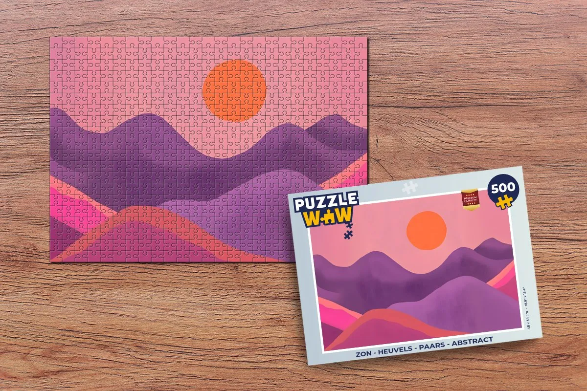 PuzzleWow Abstract Legpuzzel 500 Stuks - Paars - Zon/Heuvels
