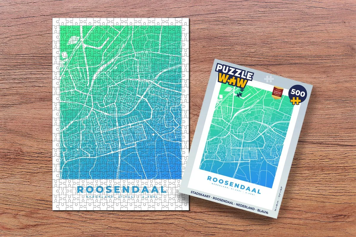 PuzzleWow Stadskaart Roosendaal Nederland Legpuzzel 500 Stuks - Multicolor