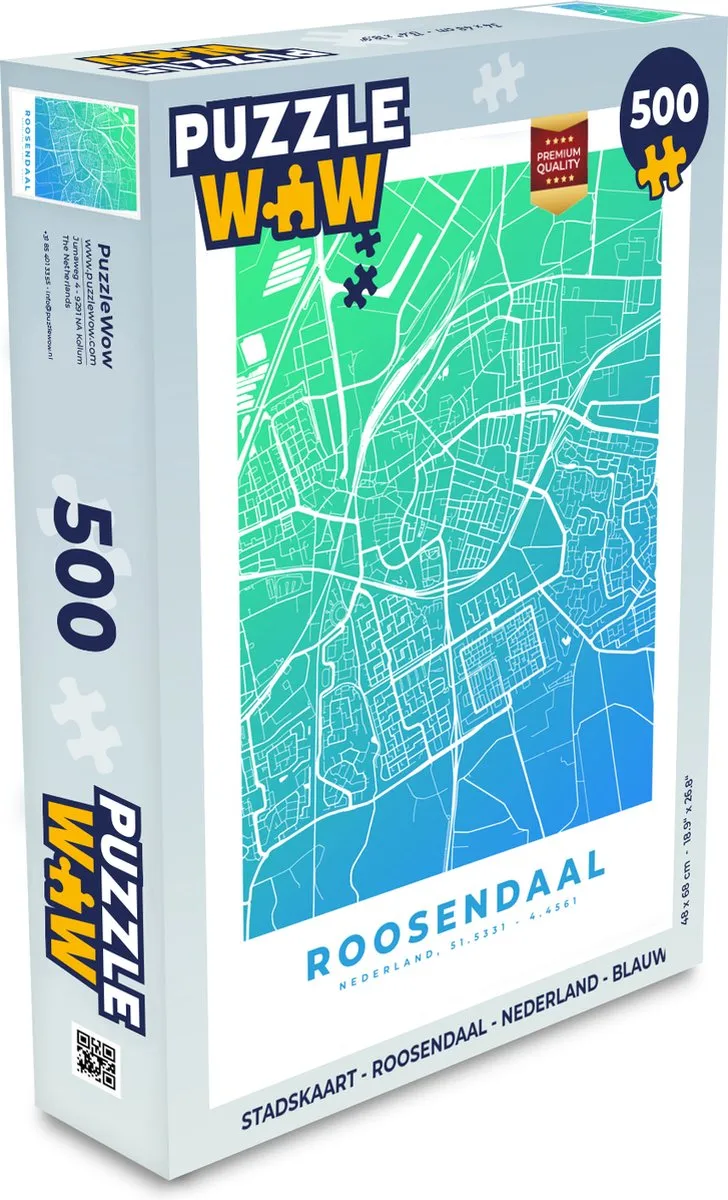 PuzzleWow Stadskaart Roosendaal Nederland Legpuzzel 500 Stuks