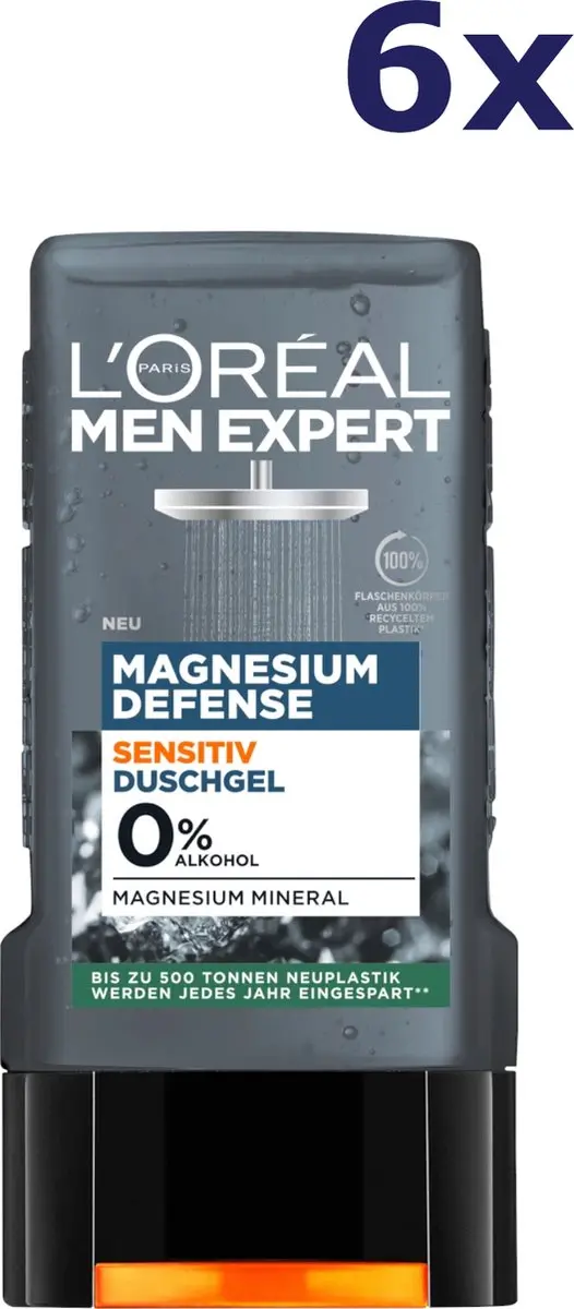 6x L'Oreal Men Expert douchegel 250ml Magnesium Defense
