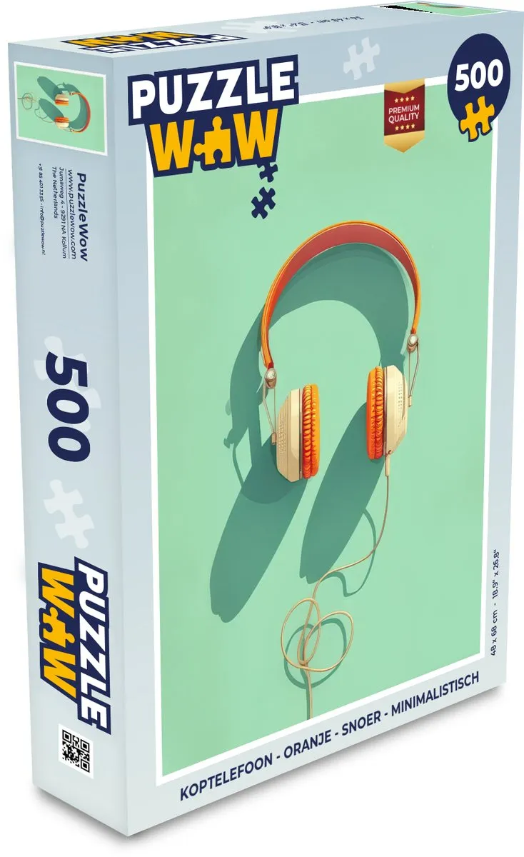 PuzzleWow Koptelefoon Oranje - 500 Puzzeldelen