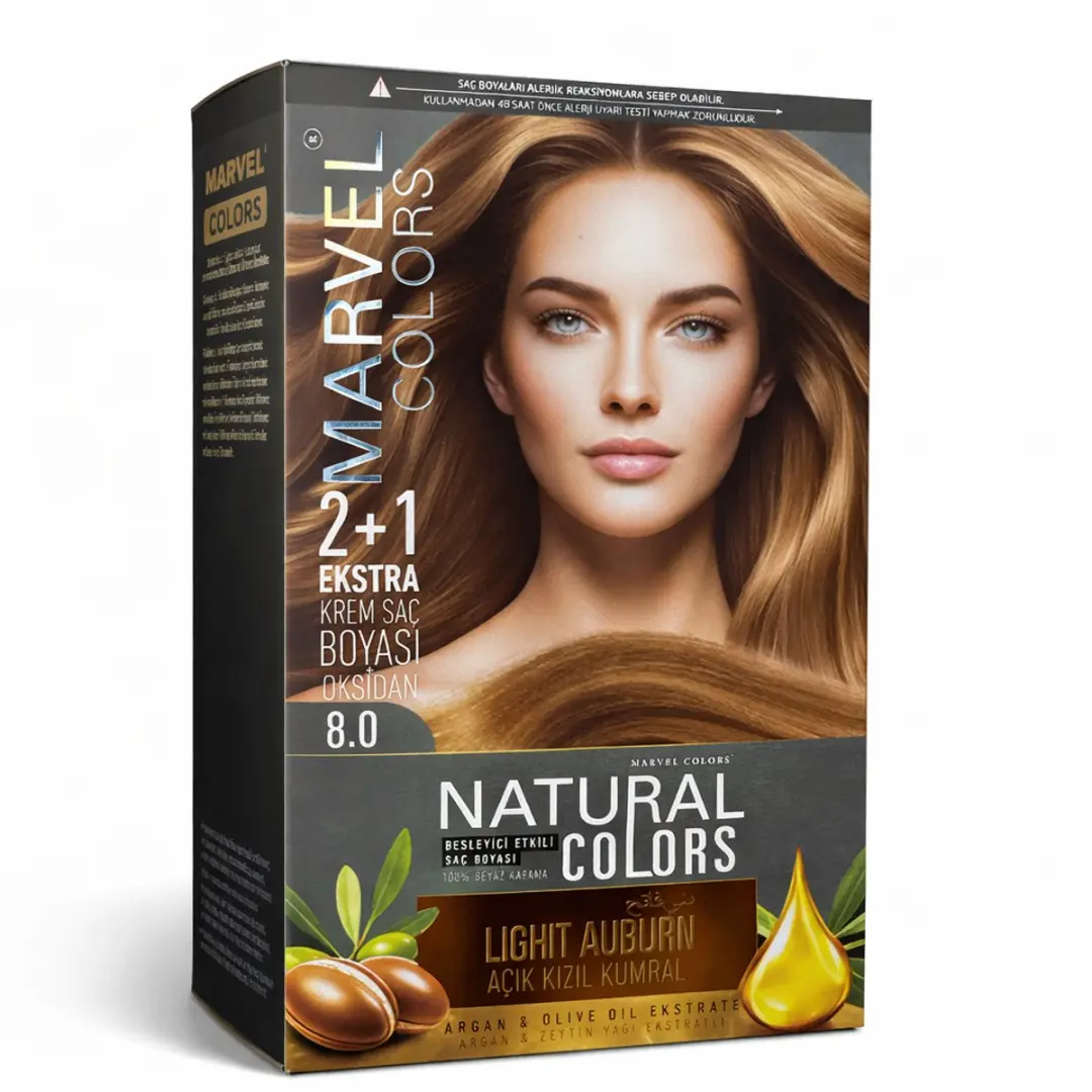 Marvel Natural Colors 8.0 Light Auburn Licht Kastanjebruin Haarverf 2+1 Set