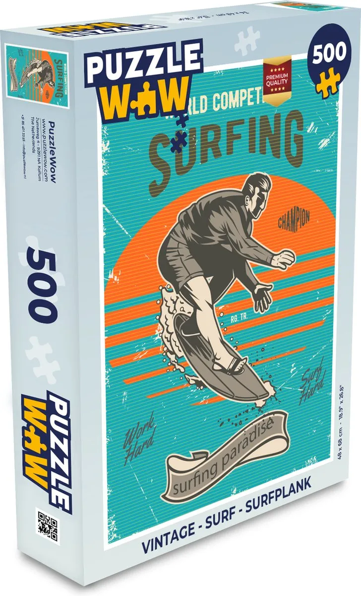 PuzzleWow Surfplank Puzzel 500 Stuks
