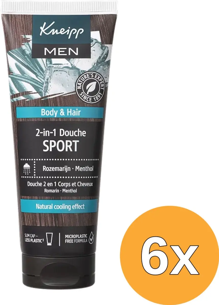 6x Kneipp Mini 2-in-1 Men Douchegel & Shampoo Sport (75 ml)