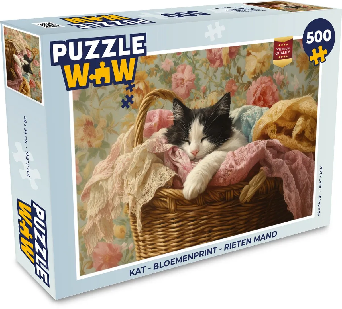 PuzzleWow Kat Bloemenprint Legpuzzel 500 Stuks