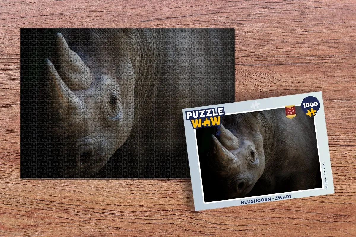 PuzzleWow Neushoorn Legpuzzel 1000 Stuks - Multicolor