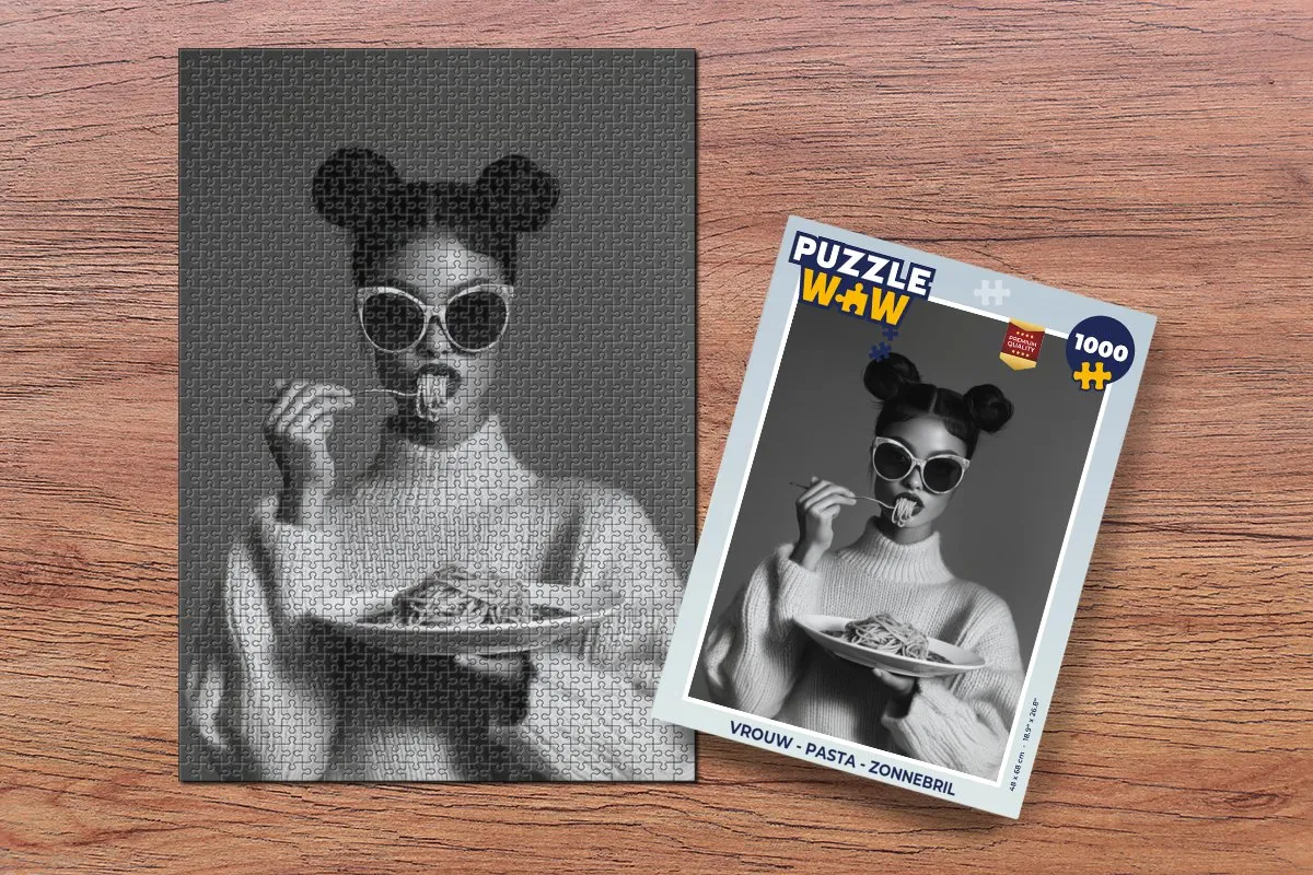 PuzzleWow Legpuzzel 1000 Stuks - Vrouw Pasta