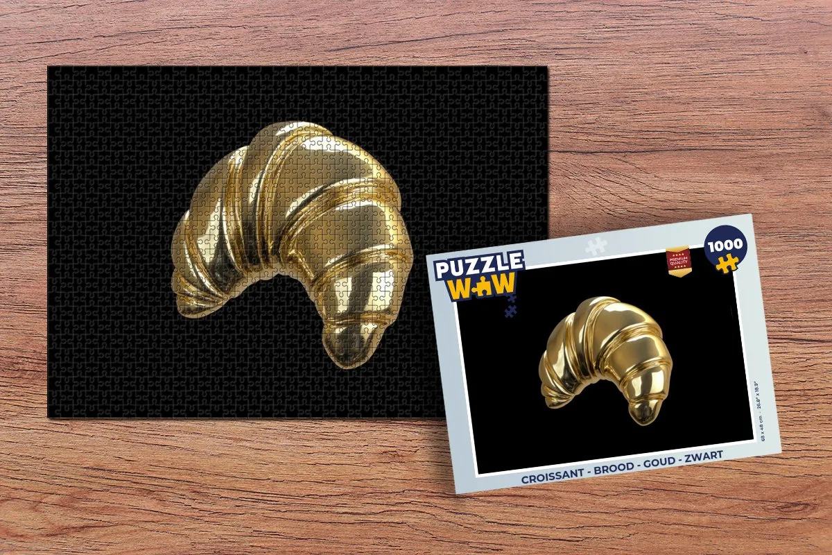 PuzzleWow Croissant Legpuzzel 1000 Stuks - Goud/Zwart