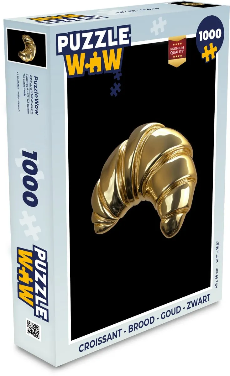 PuzzleWow Croissant Legpuzzel 1000 Stuks - Goud/Zwart