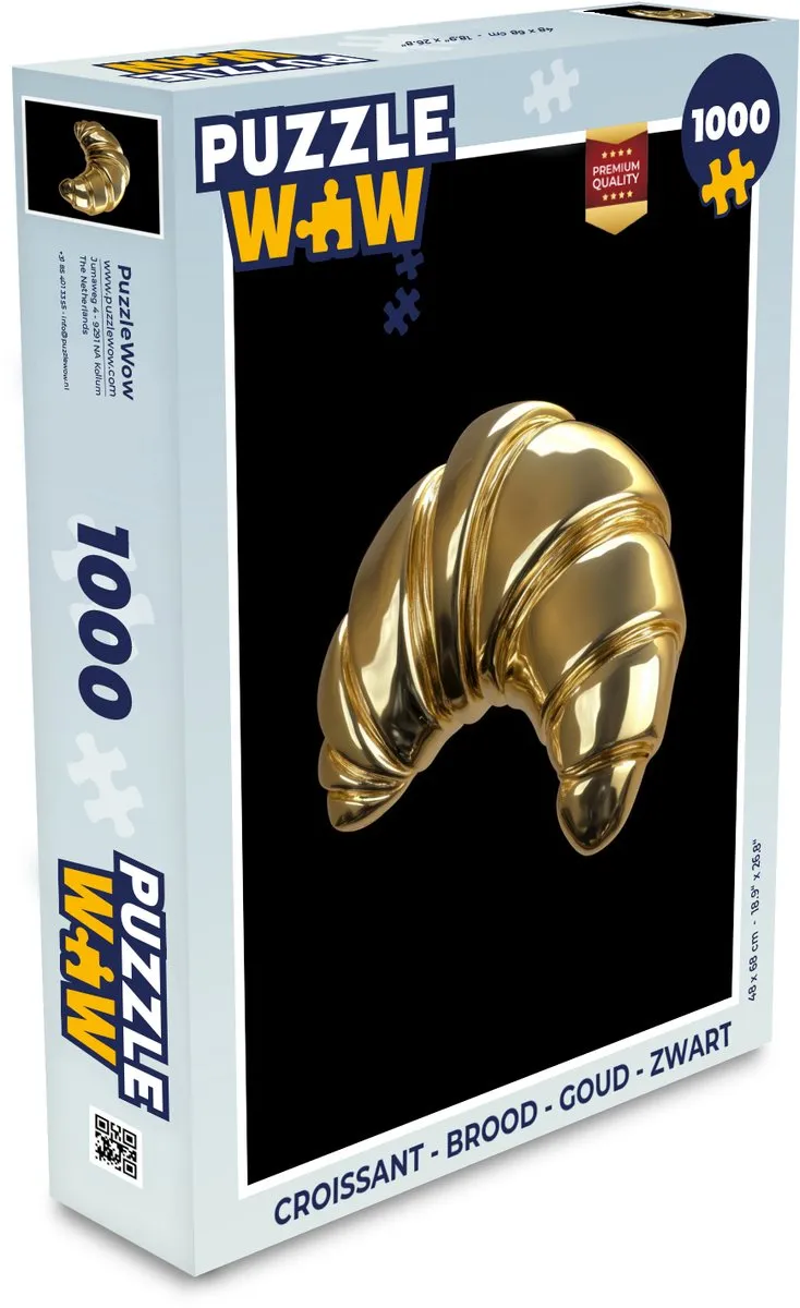 PuzzleWow Croissant Legpuzzel 1000 Stuks - Goud/Zwart