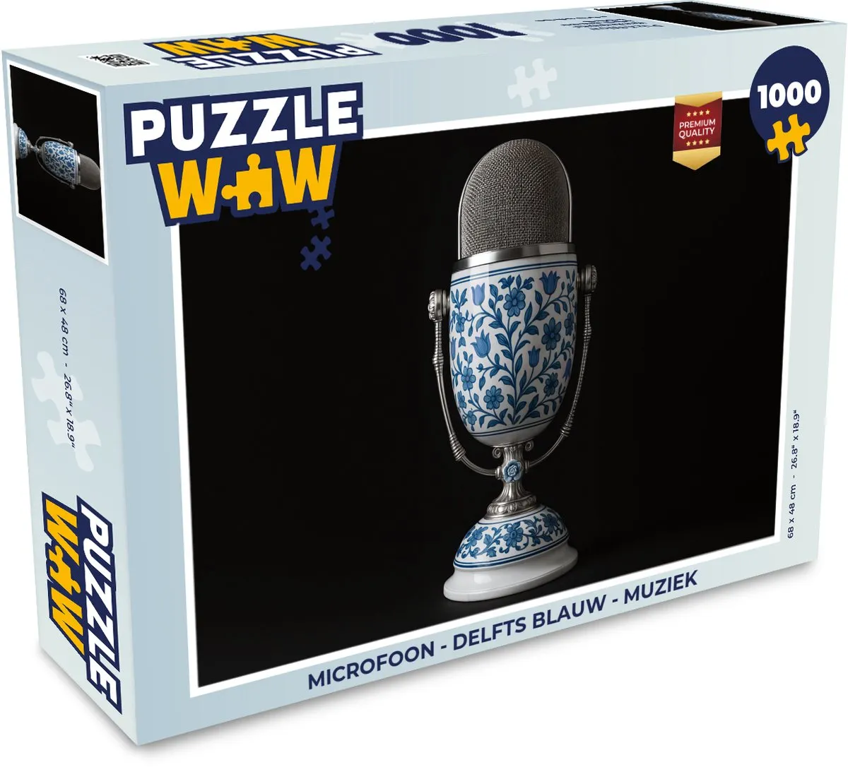 PuzzleWow Microfoon Legpuzzel 1000 Stuks - Delfts blauw