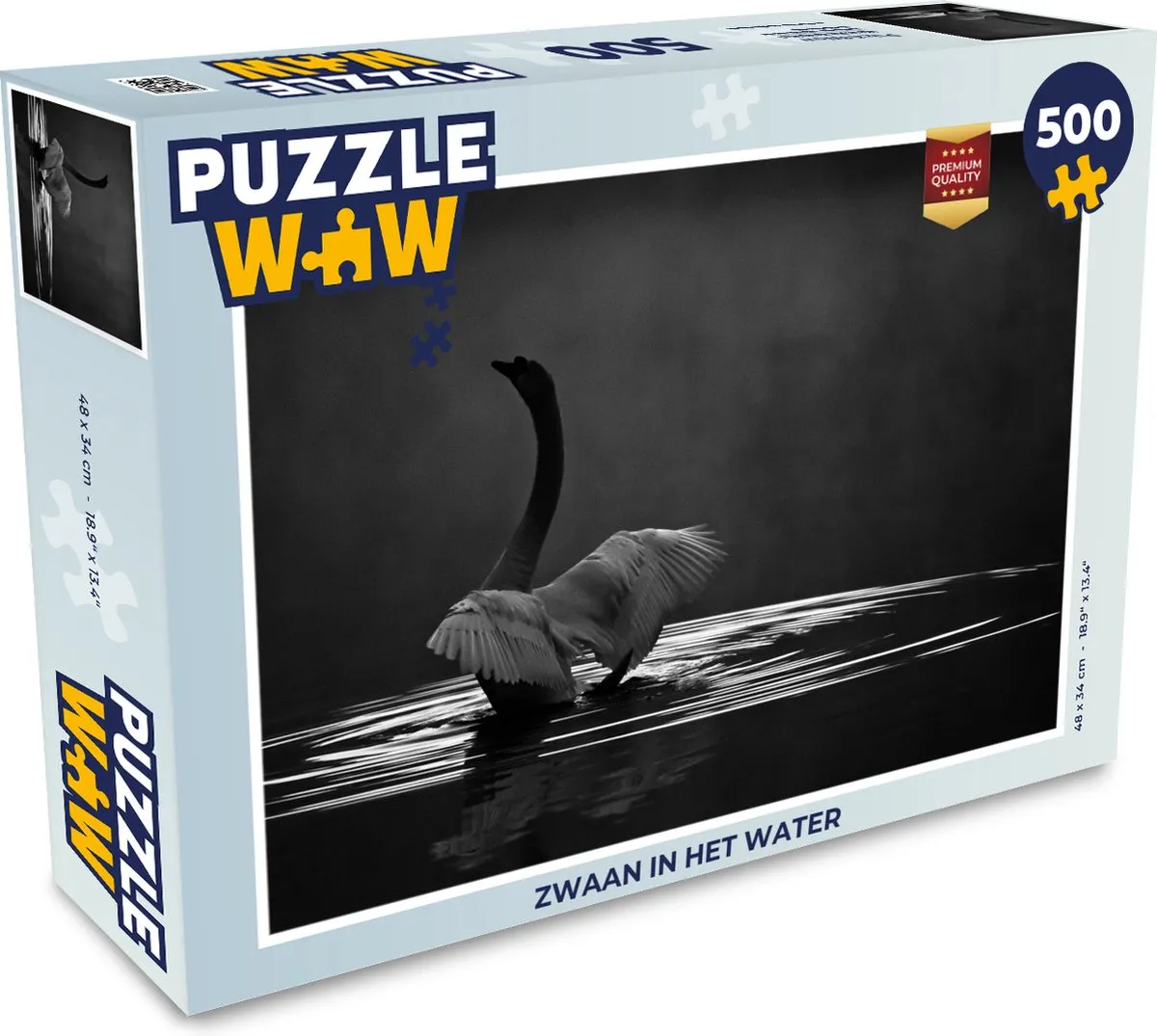 PuzzleWow Legpuzzel Zwaan in het water 500 Stuks