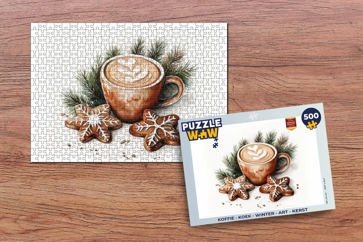 PuzzleWow Kerst Puzzel 500 Stuks - Koffie/Kerst