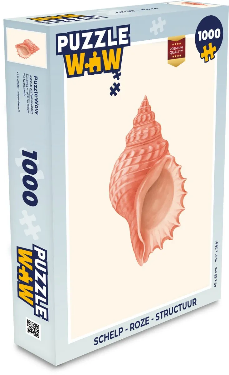 PuzzleWow Schelp Roze Legpuzzel 1000 Stuks