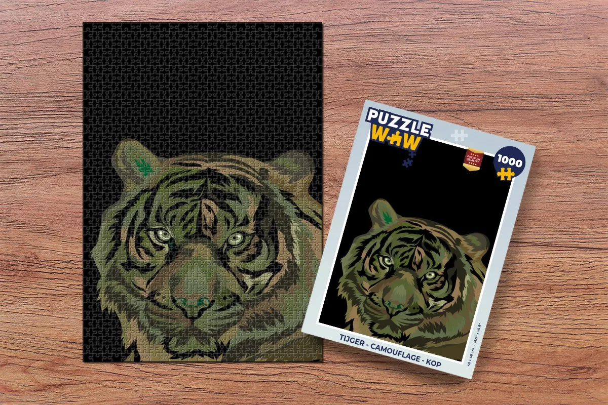 PuzzleWow Tijger Kop Legpuzzel 1000 Stuks - Multicolor