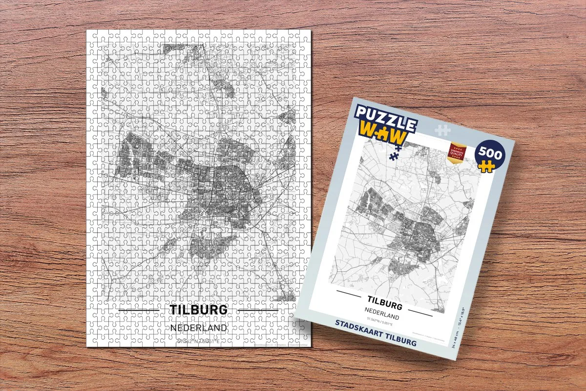 PuzzleWow Stadskaart Tilburg Legpuzzel 500 Stuks - Multicolor