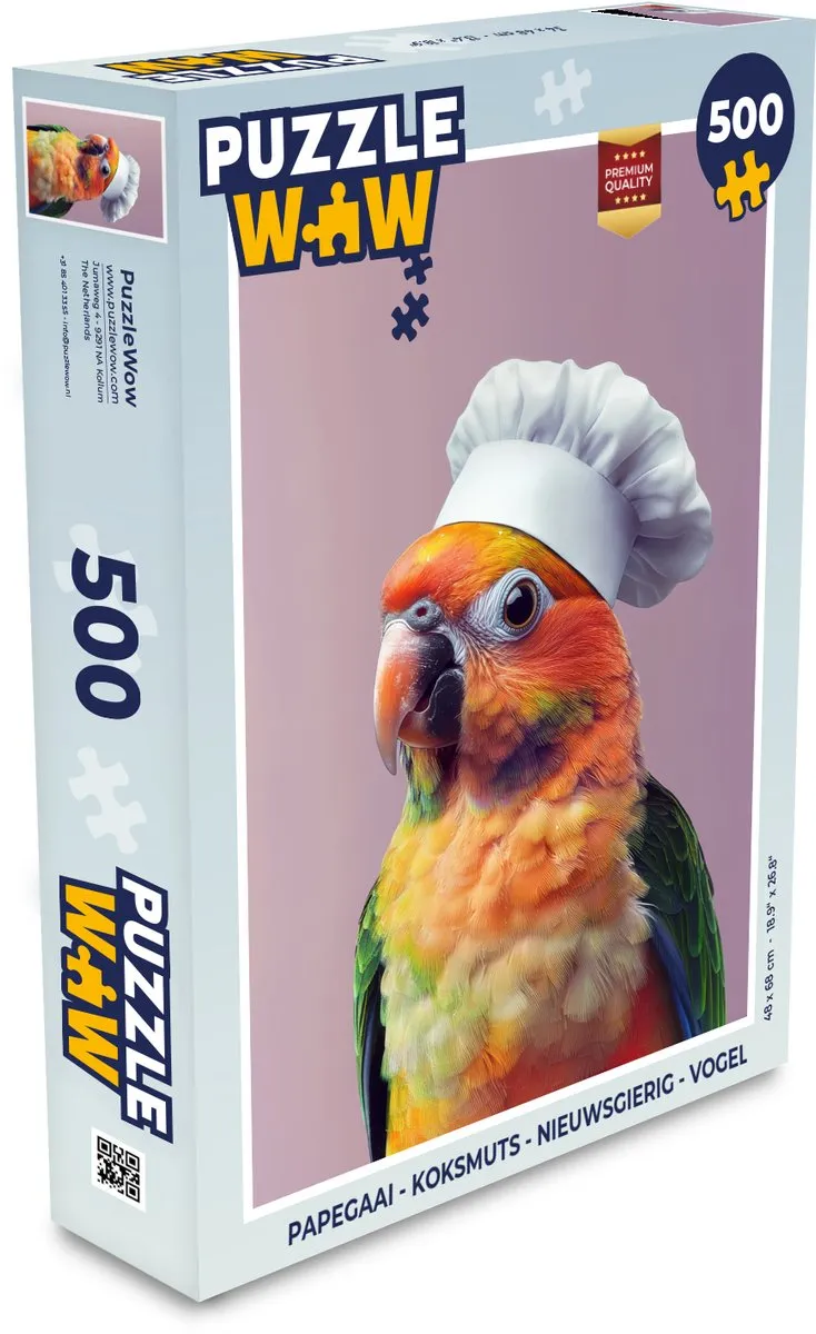 PuzzleWow Papegaai Koksmuts Legpuzzel 500 Stuks - Roze