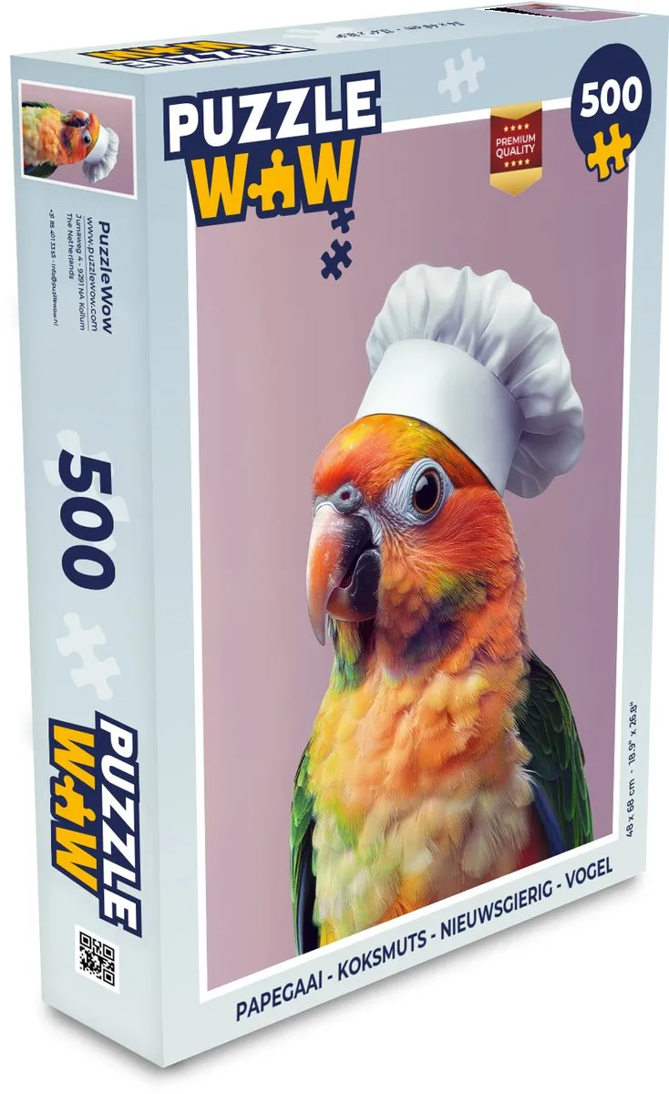 PuzzleWow Papegaai Koksmuts Legpuzzel 500 Stuks - Roze