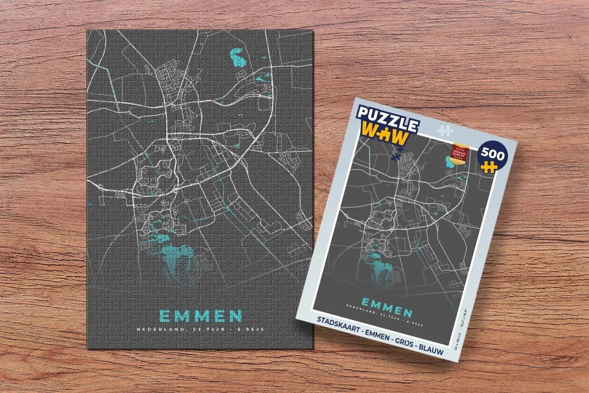 PuzzleWow Stadskaart Emmen Legpuzzel 500 Stuks - Multicolor