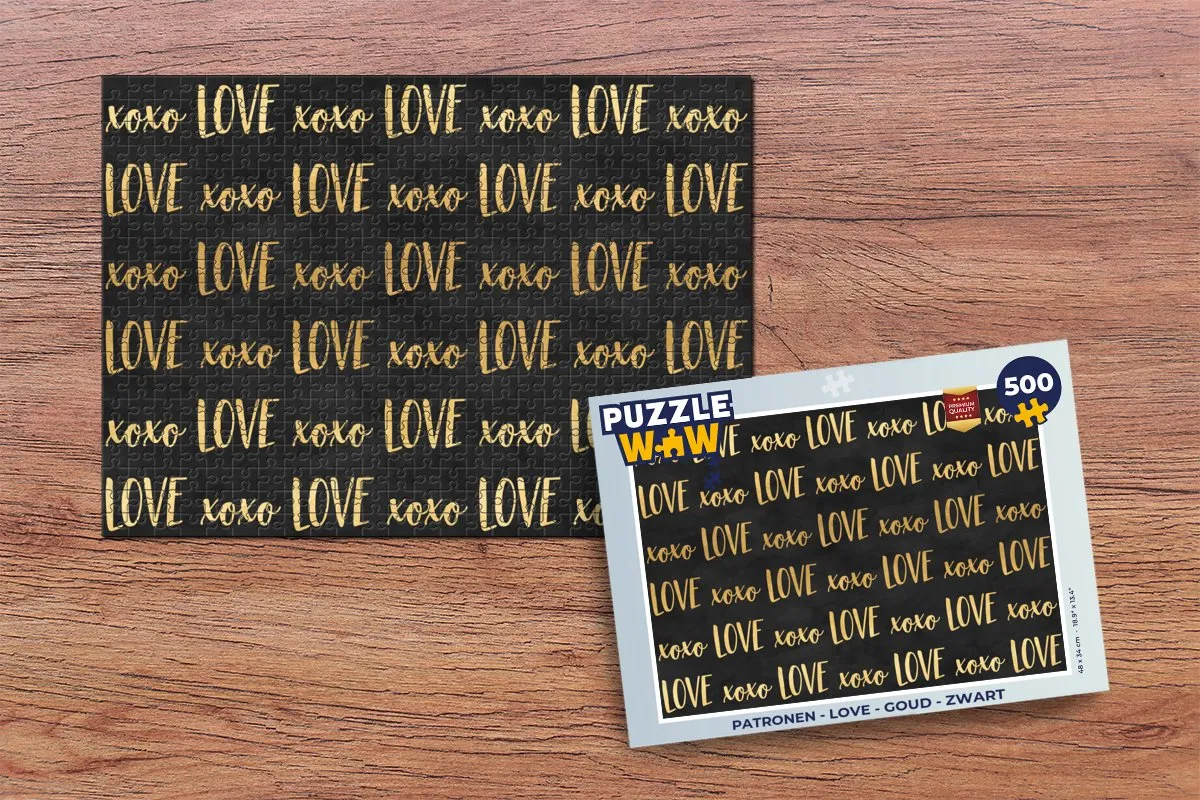 PuzzleWow Love Legpuzzel 500 Stuks - Goud/Zwart - 7435042673623