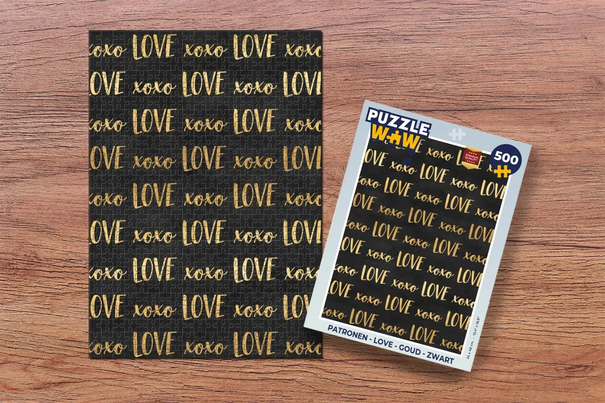 PuzzleWow Love Legpuzzel 500 Stuks - Goud/Zwart - 7435042673623
